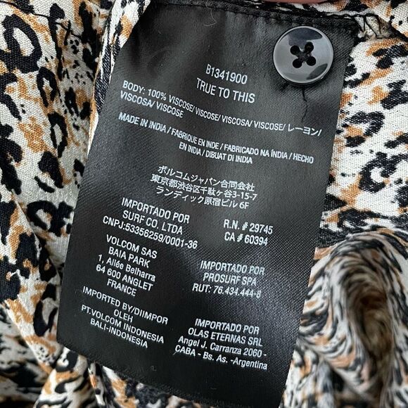 Volcom 1 Minute More Leopard Print Pocket Button Down Mini Dress Small NEW - Picture 12 of 13